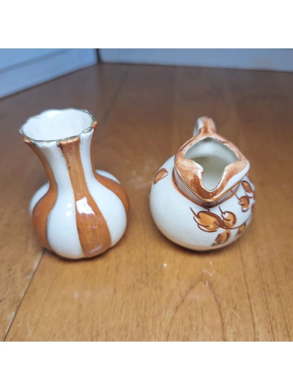 2 VTG Miniature Pottery Vases One Is Morikin From Occupied Japan